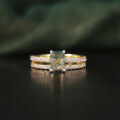 wholesale 925 Sterling Silver Plated 18K Gold Natural Moss Agate Stacking Ring Set Gemstone Ring-0-0