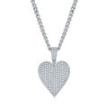 wholesale S925 Sterling Silver Hip Hop Red Heart Moissanite Necklace Unisex Cross-Border European and American Trend Poker Full Diamond Pendant-0-1