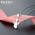 wholesale S925 Sterling Silver Rhinestone Angel Pendant Necklace, Korean Style Fashion Collarbone Chain for Women-0-0