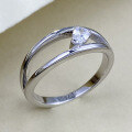 wholesale S925 Silver New Simple and Elegant Point Diamond Double Row Ring for Women,-0-1
