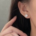 wholesale Sterling Silver Durable S999 Four Leaf Clover Stud Earrings for Women, Small and Exquisite, Niche Luxury, Advanced and Trendy Ear Accessories-0-1
