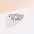 wholesale Metal: 925 Sterling Silver TEMU Cross-Border New Heart-Shaped Infinity Ring for Women, European and American Minimalist Premium Adjustable Open Ring-0-3