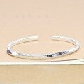 wholesale 999 Sterling Silver Möbius English Letter Couple Bracelet for Women, Minimalist and Versatile Adjustable Open Student Bangle-0-6
