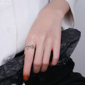 wholesale S925 silver vintage hollow-out heart-shaped zirconia fringe thin band adjustable index finger ring for women-0-3