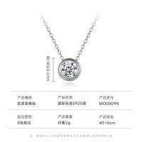 925 Silver Moissanite Round Bubble Necklace Women's Light Luxury Simple D Color-Round Bubble Necklace [1 Carat] White Gold  925 Silver