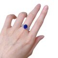 wholesale S925 Silver Plated Simulation Diamond 7*9mm Blue Steel Ring, Fashionable and Versatile-0-4