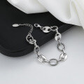 wholesale S925 Sterling Silver Pig Nose Twist Braided Egg-Shaped Circle Link Bracelet, Ins Style Luxury Versatile for Women-0-1