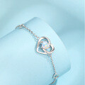 wholesale 925 Sterling Silver European and American Cross-Border Opal Gemstone Heart-Shaped Bracelet for Women, Minimalist Luxury Small Brand High-End Accessory-0-2