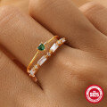 wholesale S925 Sterling Silver Floral Love Open Ring with Diamond and Opal, Korean Style Luxury Ins Small Trendy Index Finger Ring-0-1