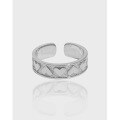 wholesale S925 sterling silver Korean version Instagram-inspired niche minimalist luxury design versatile heart-textured open ring for women-0-6