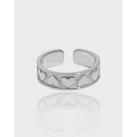 wholesale S925 sterling silver Korean version Instagram-inspired niche minimalist luxury design versatile heart-textured open ring for women-18K Gold [No. 13/Adjustable] Opening adjustable