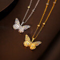 wholesale S925 Sterling Silver Sweet Butterfly with Colorful Zircon Necklace for Women, Luxurious and Elegant Cross-Border Collar Chain-0-1