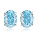 wholesale 925 Sterling Silver New 6*8mm Aquamarine Zircon Stud Earrings, Cross-border Ins Best Seller-0-5