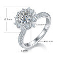 wholesale S925 Sterling Silver Light Luxury Snowflake Moissanite Ring, 1 Carat Round Moissanite Engagement Ring for Women with Certificate-0-1