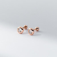 wholesale S925 Sterling Silver Round Bead Threaded Ear Studs Ins Style Minimalist Design Ear Piercing Jewelry M04345-S925 silver pair 5mm rose gold 925 silver