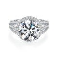 wholesale Platinum 5-carat round moissanite luxury classic halo ring for wealthy women's gatherings-0-0