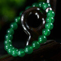 wholesale 925 Silver She's Jewelry New Style Inlaid Round Straight Hole 8mm Green Jade Pearl Bracelet 16-19cm-0-2