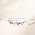 wholesale S925 Sterling Silver Rainbow Zircon Necklace, Women's Dopamine Design, Luxury Small Batch, Personality Collarbone Chain-0-2