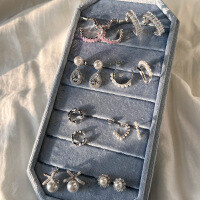 wholesale 925 Sterling Silver Japan Korea Cross-Border Pearl Earrings for Women, Heart-Shaped Geometric Zirconia Luxury Elegant Earrings-Platinum Shell Beads DY1D0391-SW-WH 925 Silver