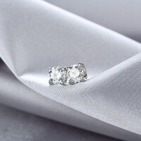 wholesale Sterling Silver Designer Moissanite Earrings for Women, Small and Unique 1 Carat Bullhead Ear Bone Stud, Ultra-Sparkling Diamond-like Earrings, Versatile-A pair of 1-carat D-color moissanite earrings (plastic ear plugs included by default) &gt;925 silver