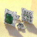 wholesale S925 Silver New 2-Carat Rectangular Simulated Emerald Earrings 7*9mm High Carbon Diamond for Women-0-2
