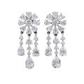 wholesale S925 Sterling Silver Floral Tassel Drop Earrings for Women, Minimalist French-inspired Small Niche Elegant Ear Accessories-0-4