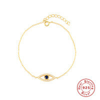 wholesale S925 Sterling Silver Evil Eye Bracelet, a versatile Turkish classic, popular in cross-border sales for fashion accessories-gold