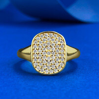 wholesale S925 Sterling Silver Plated with 18K Gold Minimalist Style Luxury Set Zircon High-end Lace Fashion Ring-R1337 Gold Ring Size 6