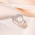 wholesale 925 Sterling Silver Freshwater Pearl Ring for Women, Autumn Winter Fashion Unique Niche Index Finger Adjustable Opening Cross-border Hand Jewelry-0-3