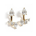 18k Gold-Plated Customizable Two-Way Moissanite Teardrop Stud Earrings-0-4