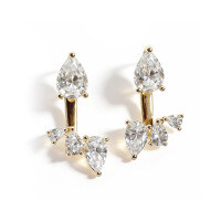 18k Gold-Plated Customizable Two-Way Moissanite Teardrop Stud Earrings-18k gold teardrop earrings  Moissanite