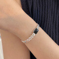 wholesale S925 Sterling Silver with Black Onyx Bracelet Watch Band for Women, Korean Dongdaemun New Style Popular Niche Minimalist Accessory-0-2