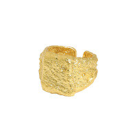 wholesale S925 Sterling Silver Korean Version INS Niche Design Heavy Work Exaggerated Irregular Surface Texture Open Ring-18K Gold [No. 13/Adjustable] Opening adjustable