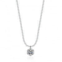 S925 Sterling Silver Moissanite Iridescent Rapeseed Chain Necklace-(1 carat) Set with white moissanite  925 silver