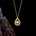 Sterling Silver Moving Teardrop Moissanite Necklace, Korean Style Wholesale-0-1
