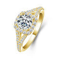 Metal Cross Fork Double-Layer Heart Diamond Ring for Women-0-11
