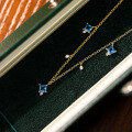 wholesale S925 Sterling Silver Cross-border Sea Blue Zircon Necklace-0-1
