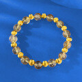 wholesale S925 Sterling Silver 8mm Transparent Yellow Cat's Eye Quartz Bracelet for Women, Light Luxury Socialite Style Gift Beads-0-1