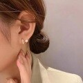 wholesale S925 sterling silver pearl earrings, new trendy light luxury Korean Japanese stud earrings, retro geometric earrings-0-1