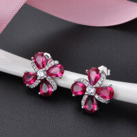 wholesale S925 Sterling Silver Cross-Border New Korean Style Zircon Earrings, Minimalist Style Four-Leaf Clover Diamond Stud Earrings for Women Wholesale-Earrings-Not with Tremella Plugs 925 Silver