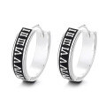 wholesale S925 Sterling Silver Dual-sided Black Resin Roman Numeral Ear Clasps, Fashionable Trendy Sweet and Edgy Style Versatile Earrings-0-6