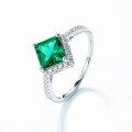 wholesale S925 Sterling Silver New European and American Light Luxury Cultivated Emerald Ring for Women, Set with Colored Gemstones, Wholesale from Manufacturers-0-2