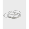 wholesale S925 Sterling Silver 186 Korean Version Fashionable and Personalized CHIC Style Micro-Inlaid Double-Layer Line Articulated Open Ring-0-0