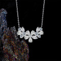 Metal Diamond Flower Cherry Blossom Pendant Necklace for Women-0-1