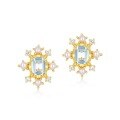 wholesale S925 Sterling Silver New Korean Light Luxury Natural Blue Topaz Stud Earrings for Women, Versatile and Wholesale-0-5