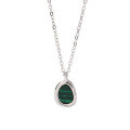wholesale 925 Sterling Silver Two-Tone Malachite Mother-of-Pearl Pendant Necklace for Women, Minimalist Light Luxury Small Brand Collarbone Chain, Versatile-0-4