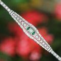 wholesale Gold-Plated 925 Silver Bracelet with High-Carbon Diamond Muzo Green Art Deco Decoration, Versatile Jewelry for Women's Parties and Events-0-0