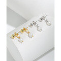 wholesale S925 Sterling Silver Geometric Circle Freshwater Pearl Minimalist Fashion Commuter Earrings for Women-0-1