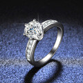 925 Sterling Silver Moissanite Six-Prong Crown Ring for Women Wholesale-0-2