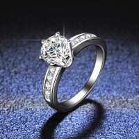 925 Sterling Silver Moissanite Six-Prong Crown Ring for Women Wholesale-1 carat (empty setting)  15 yards